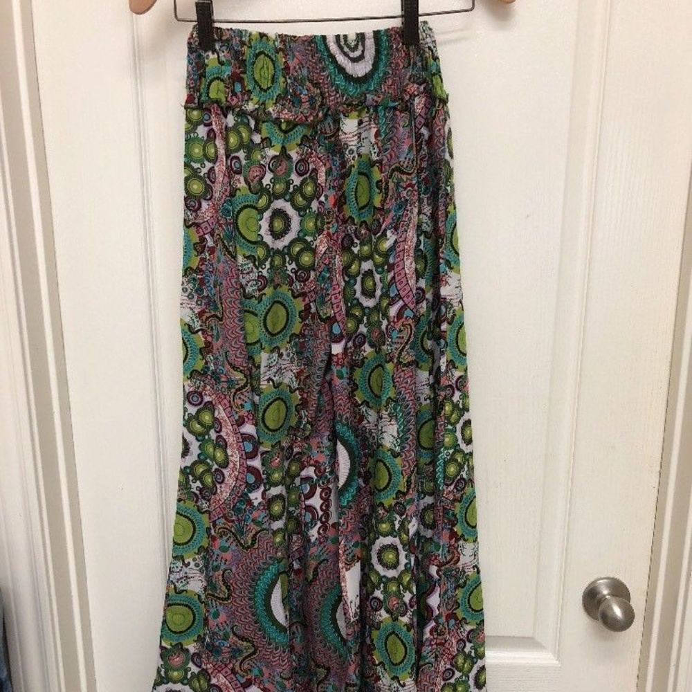 Just Funky Split Skirt Wide Legs Pants Floral Boho